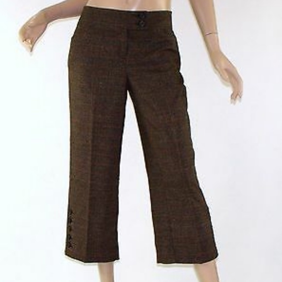 CAbi Pants - Cabi glen plaid cropped gaucho trousers brown